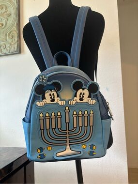Blue Mickey & Minnie Hanukkah Mini Backpack